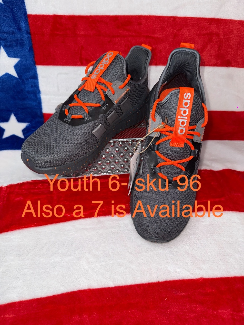 Adidas Kids 6 Gray and Orange Athletic Sneakers. Also a 7 is available.